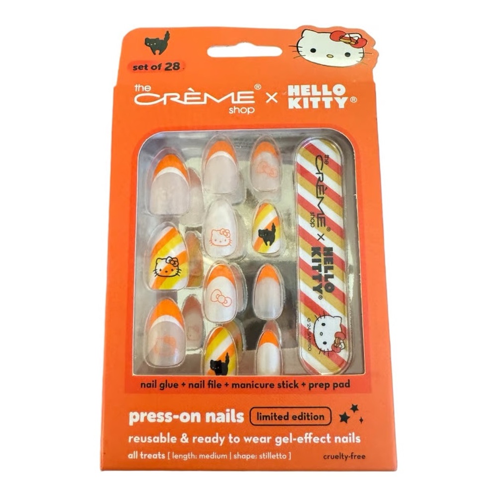 The Crème Shop x Hello Kitty Limited Edition Press-On Nails - Orange and White